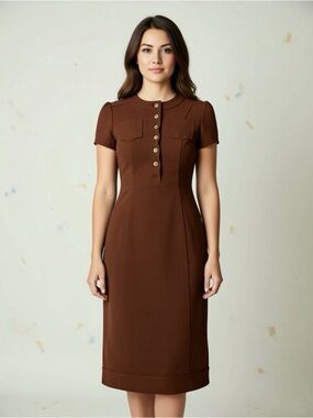 Diane Von Furstenberg midi  Brown Short-Sleeve Sheath Dress